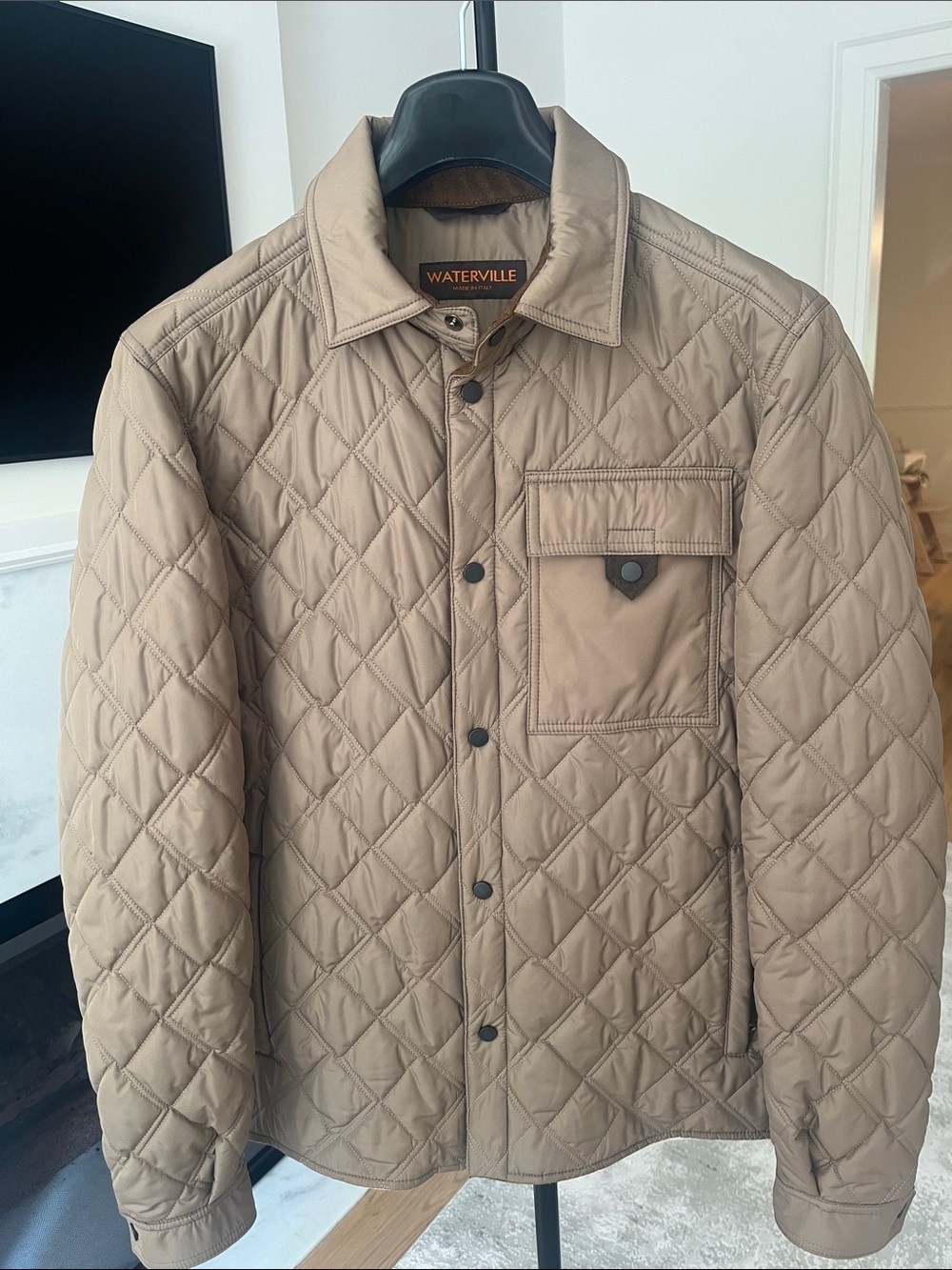 Men’s Quilted Shirt Jacket in Khaki - Waterville - Made in Italy - Size M (50 EU